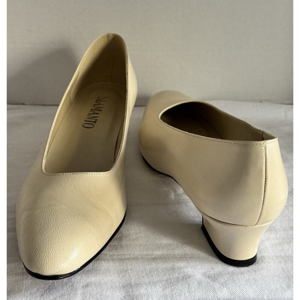 Siamanto Size 12 Narrow Beige Cream Camel Kid Pump Heels
